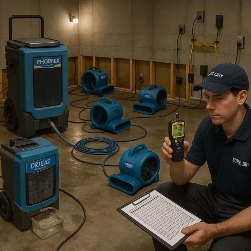 Structural Drying and Dehumidification process in Gatesville, NC